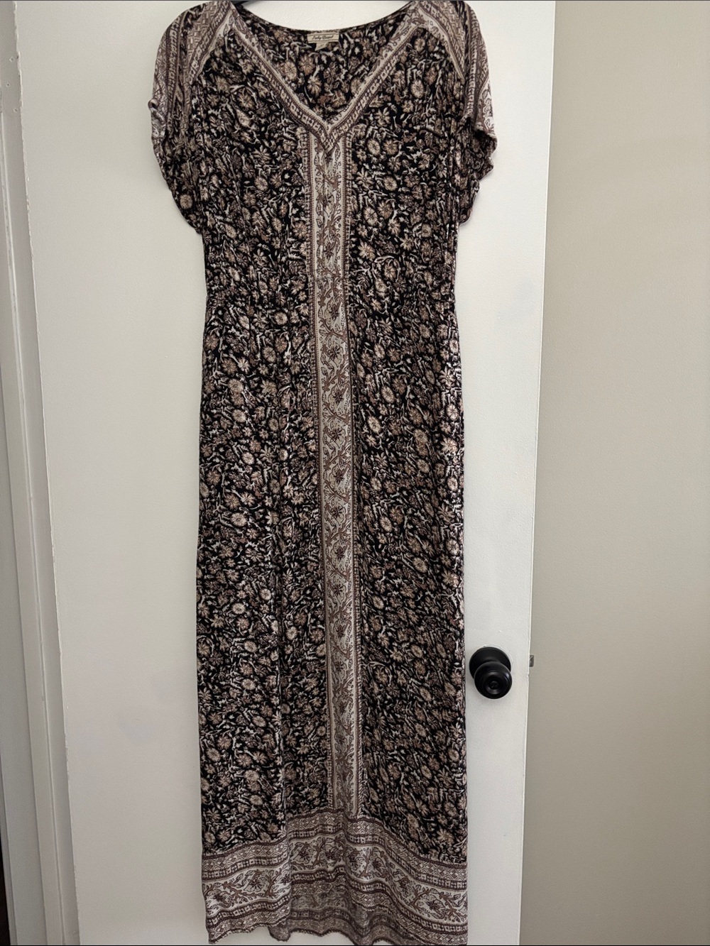 Lucky Brand Black and Cream Floral Maxi Dress